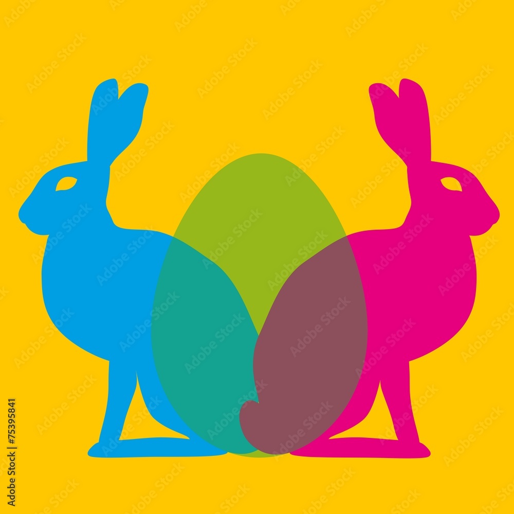 Two Easter bunny and egg