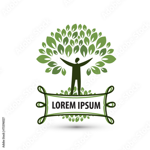 Natural product. Nature and man. Logo, icon, emblem, template