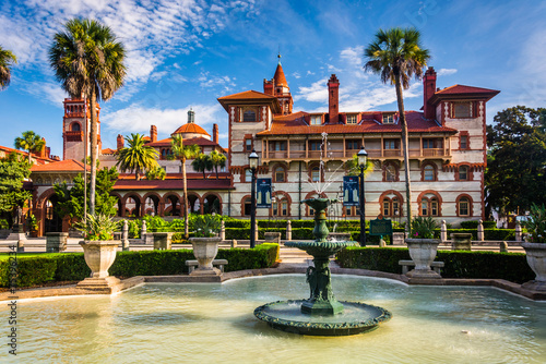 Fountains and Ponce de Leon Hall in St. Augustine, Florida. photo