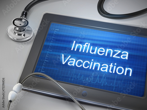 influenza vaccination words displayed on tablet