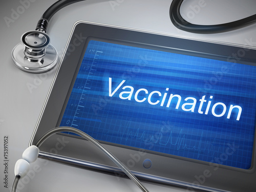 vaccination word displayed on tablet