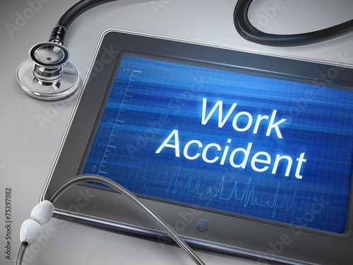 work accident words displayed on tablet