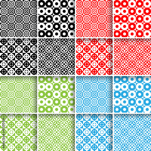 Set of 16 geometric style seamless abstract patterns