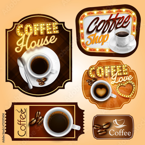 coffee stickers and labels