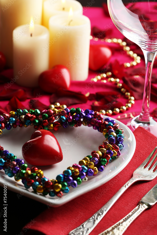 Table setting of Valentines Day Table setting of Valentines Day