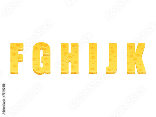 Cheese alphabet set. Letters F-K