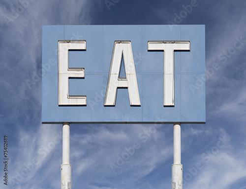 Vintage Blue Eat Sign with ...