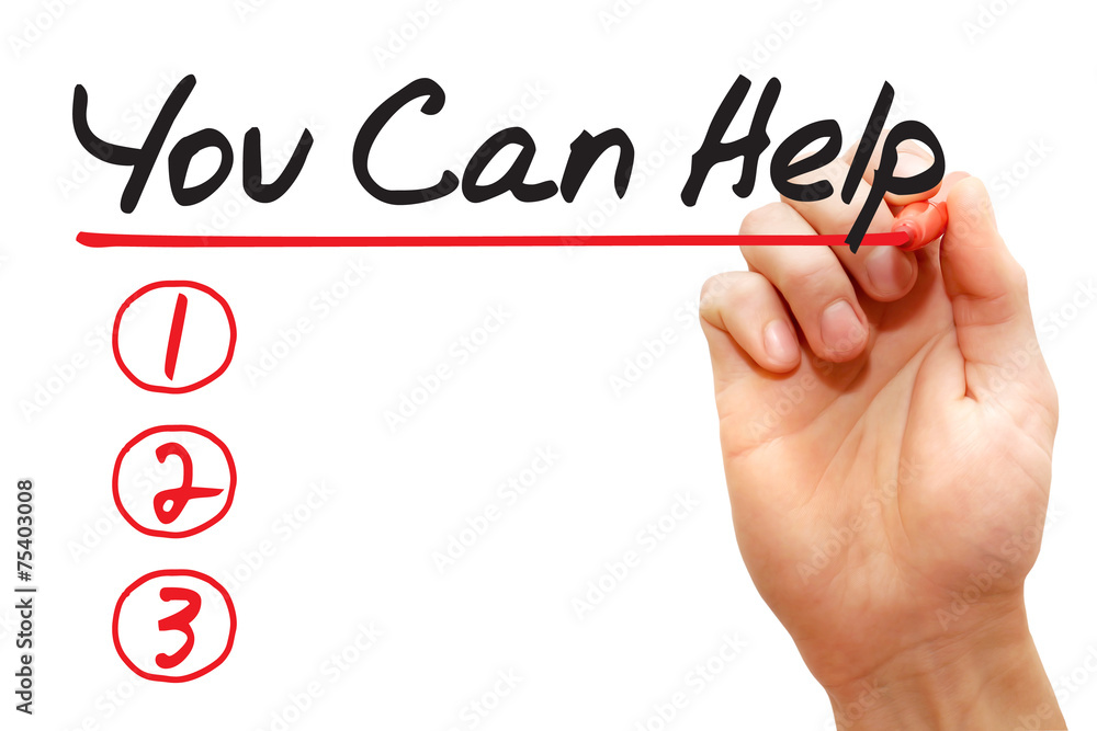 Hand writing You Can Help List with red marker Hand writing You Can Help List with red marker