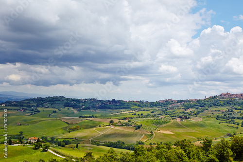 Scenic Tuscany landscape with rolling hills and beautiful clouds