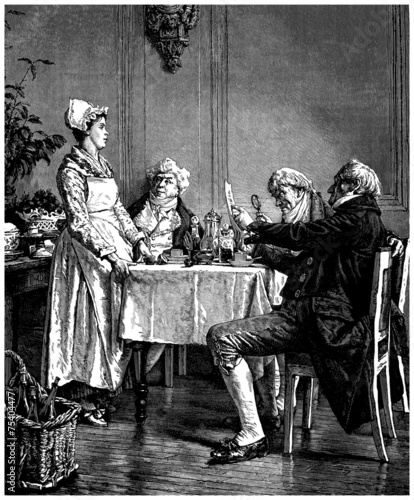 Fotografie Restaurant Scene - 19th century