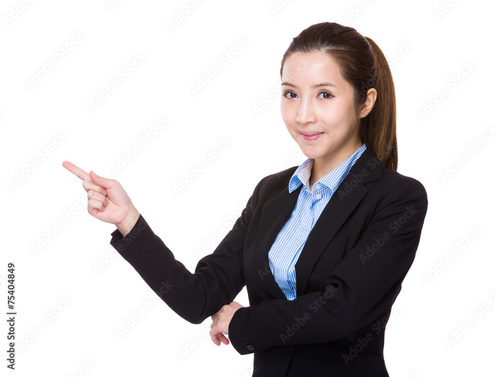 Businesswoman with finger point up Businesswoman with finger point up