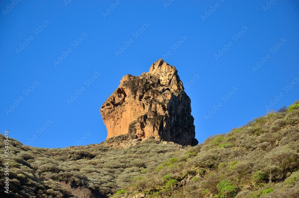 Roque Saucillo on intense blue sky, Gran canaria