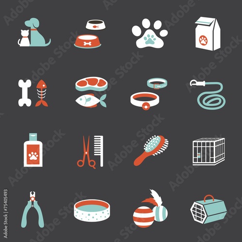 Icons set : Pet, Cat & Dog Object