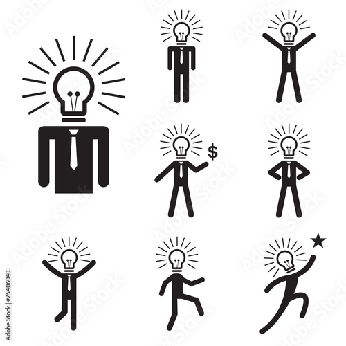 Business Idea Man with Bulb Head
