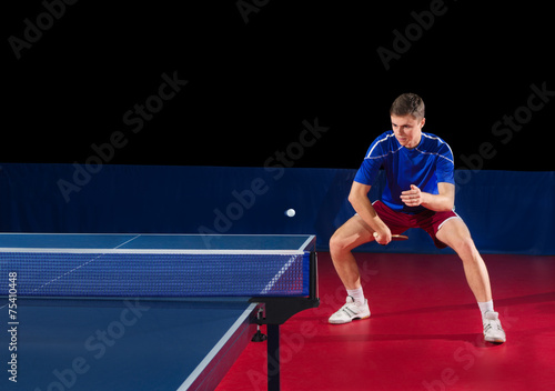 Table tennis player isolated