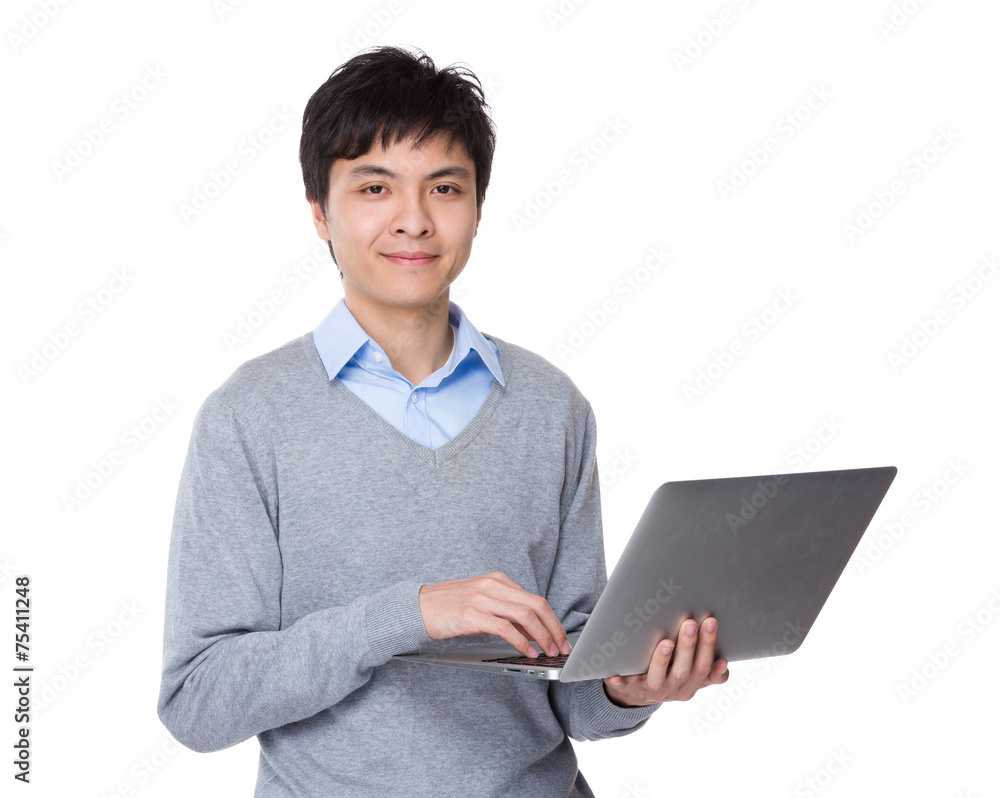 Businessman use of notebook computer Businessman use of notebook computer