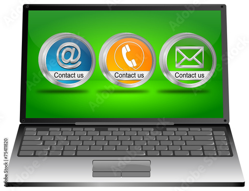 Laptop mit Contact us Button