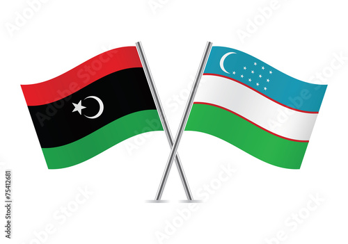 Uzbek and Libyan flags. Vector illustration. Free Download Uzbek and Libyan flags. Vector illustration. - GFXLoad