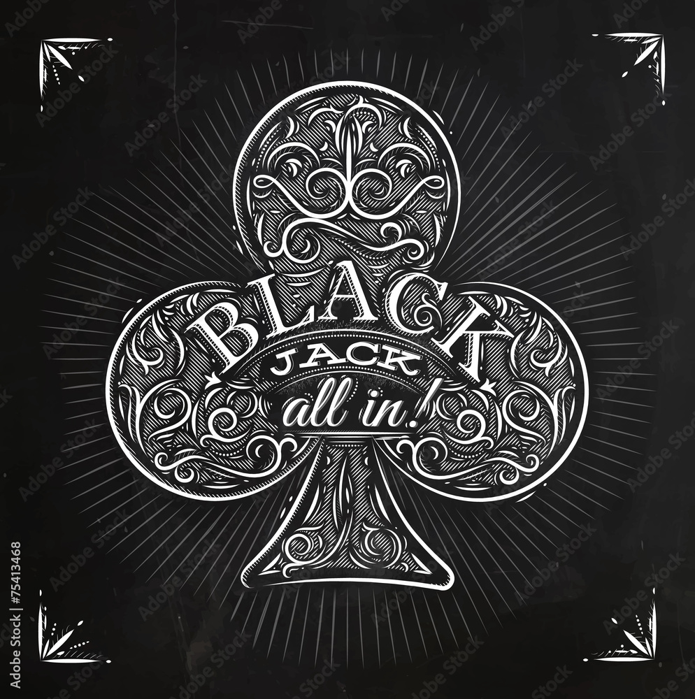 Clubs black jack chalk