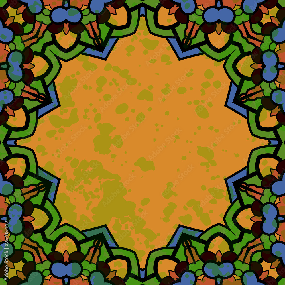 Islamic floral art. Stylized oriental frame for text in green