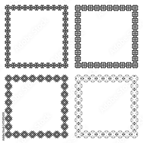 Set of four ethnic square frames with the most popular borders