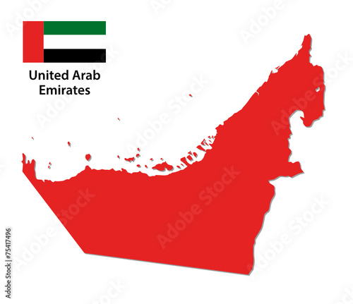 united arab emirates map with flag