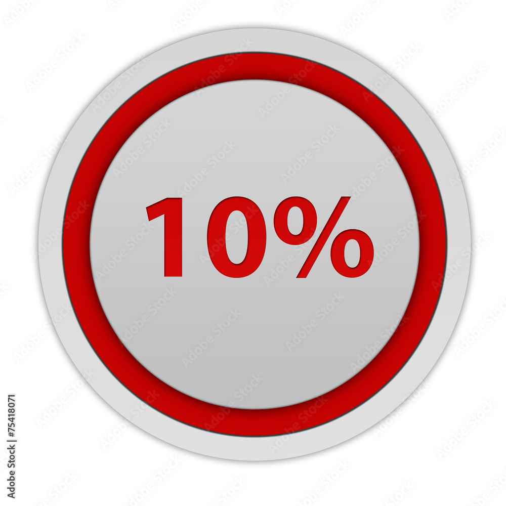 Ten percent circular icon on white background Ten percent circular icon on white background