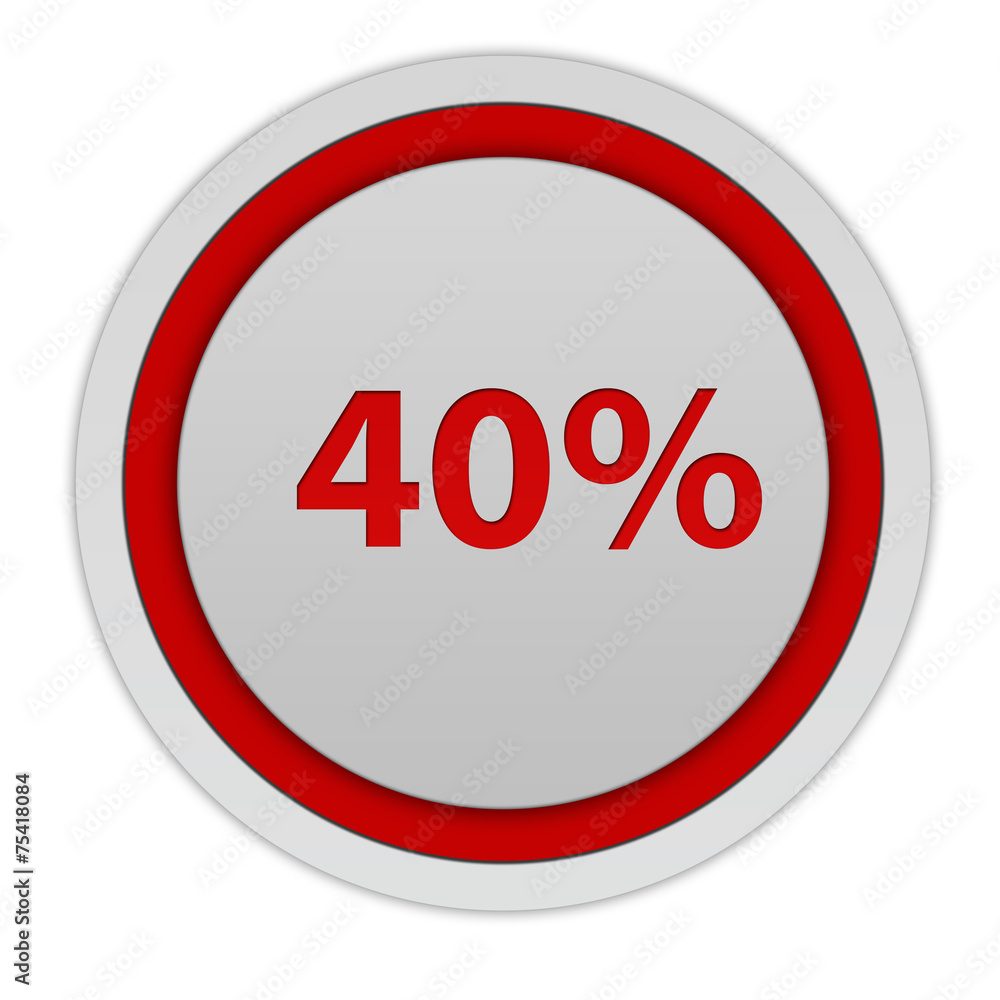 Fourty percent circular icon on white background Fourty percent circular icon on white background