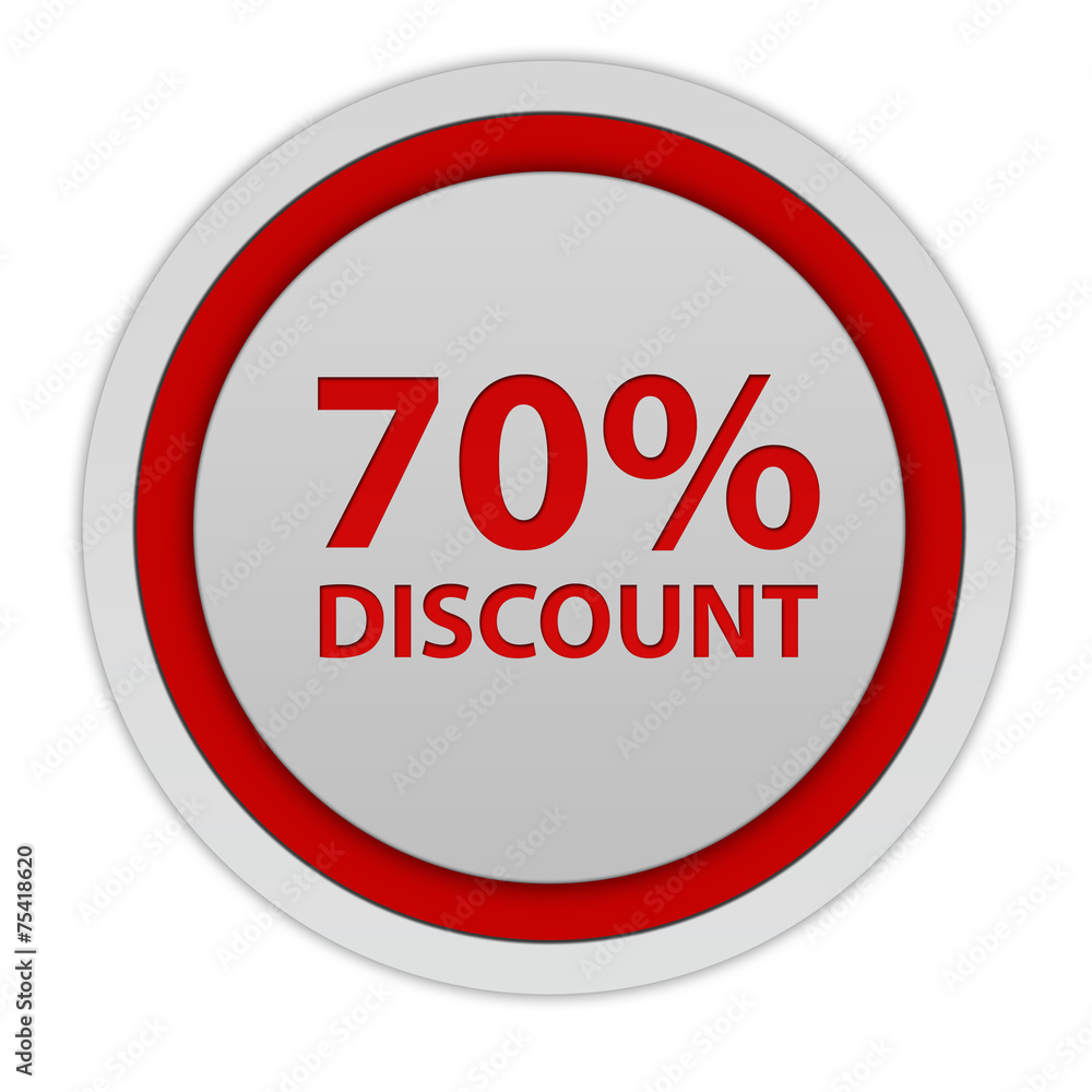 Discount seventy percent circular icon on white background Discount seventy percent circular icon on white background