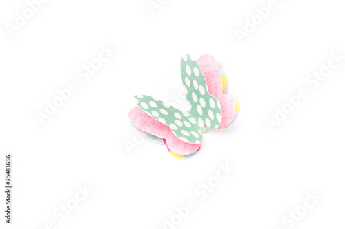 DIY paper Butterfly on White Isolate Background