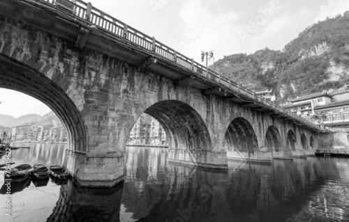 old bridge in black and white