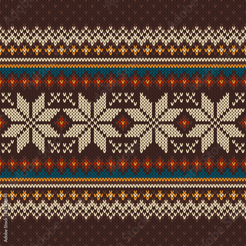 Vintage Knitted Pattern. Seamless Background