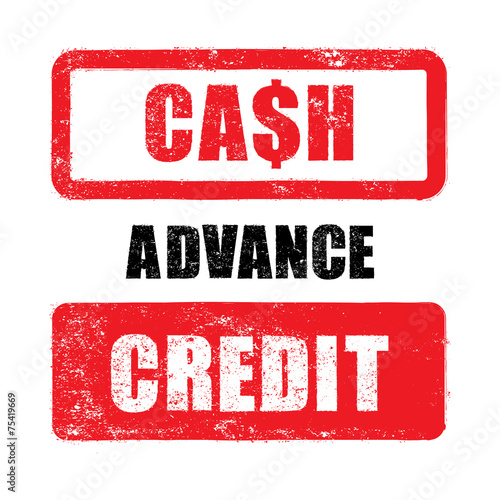 Rubber stamp of cash, advance, credit vector