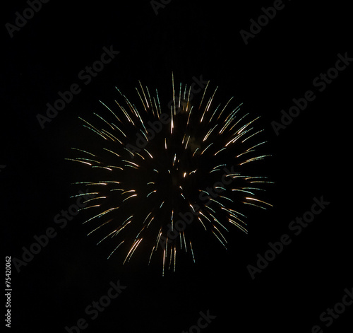 Bright and vivid fireworks isolated on dark background