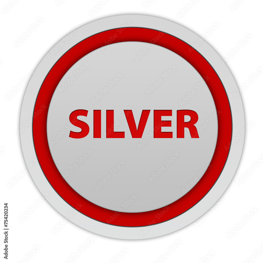 Silver circular icon on white background Silver circular icon on white background