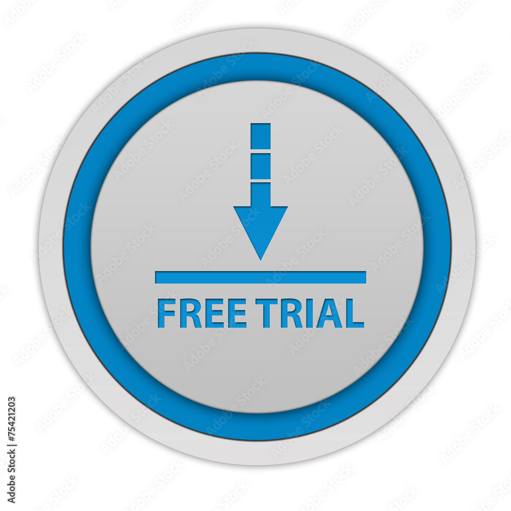 Free trial circular icon on white background Free trial circular icon on white background