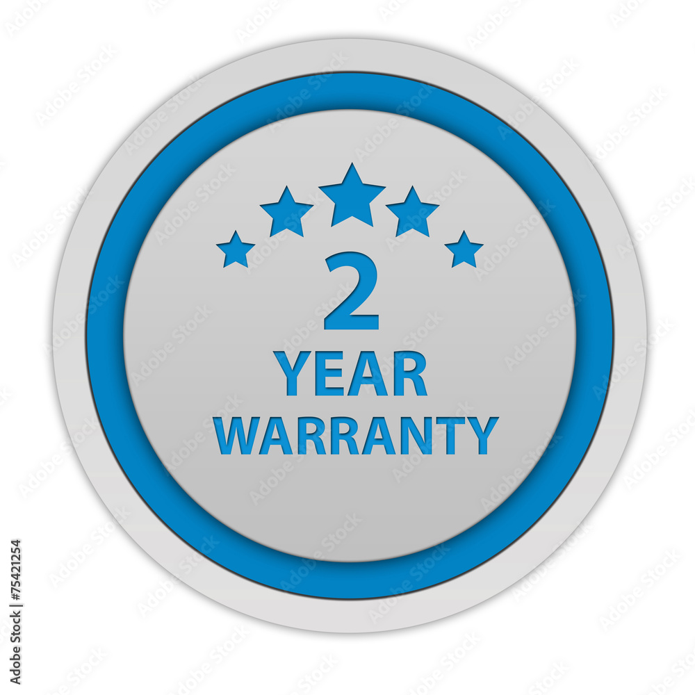 Two year warranty circular icon on white background Two year warranty circular icon on white background