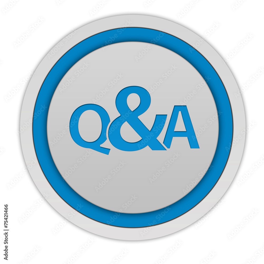 Q&A circular icon on white background Q&A circular icon on white background