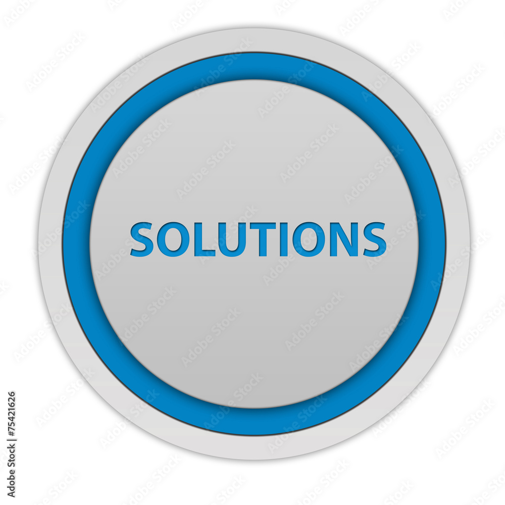 Solutions circular icon on white background Solutions circular icon on white background