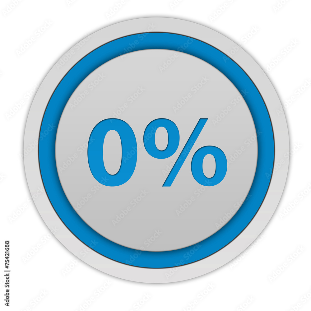Zero percent circular icon on white background Zero percent circular icon on white background