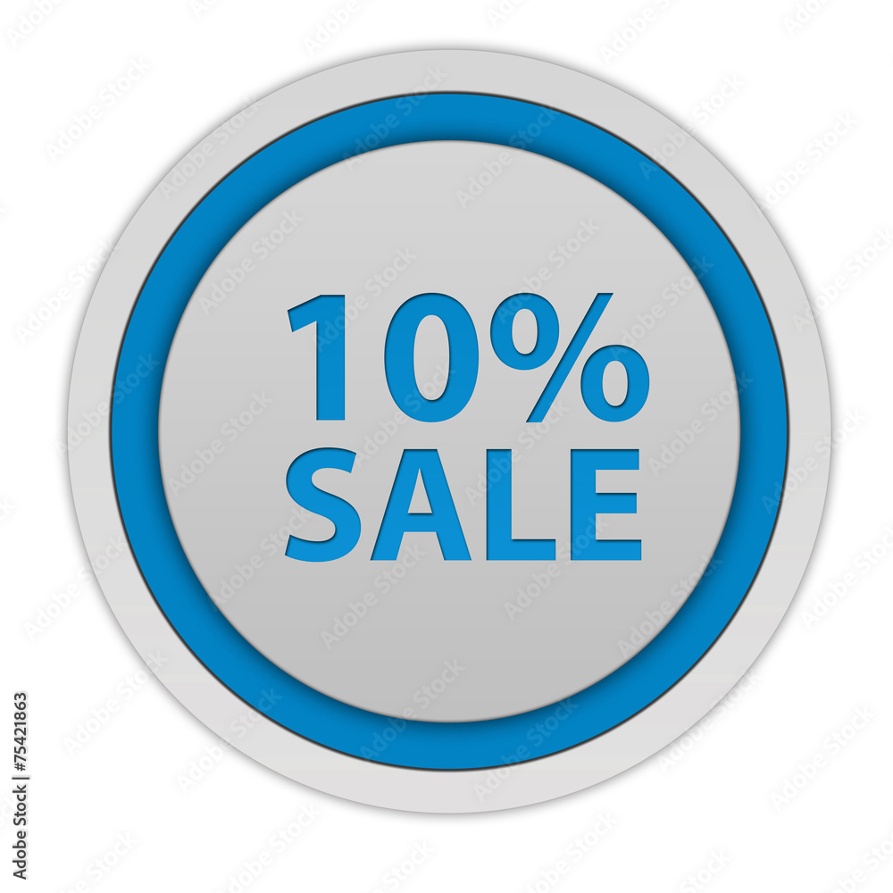 Sale ten percent circular icon on white background Sale ten percent circular icon on white background