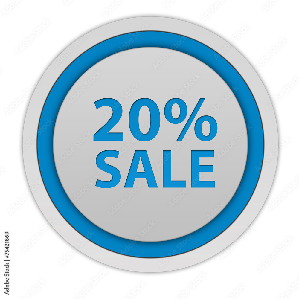 Sale twenty percent circular icon on white background Sale twenty percent circular icon on white background