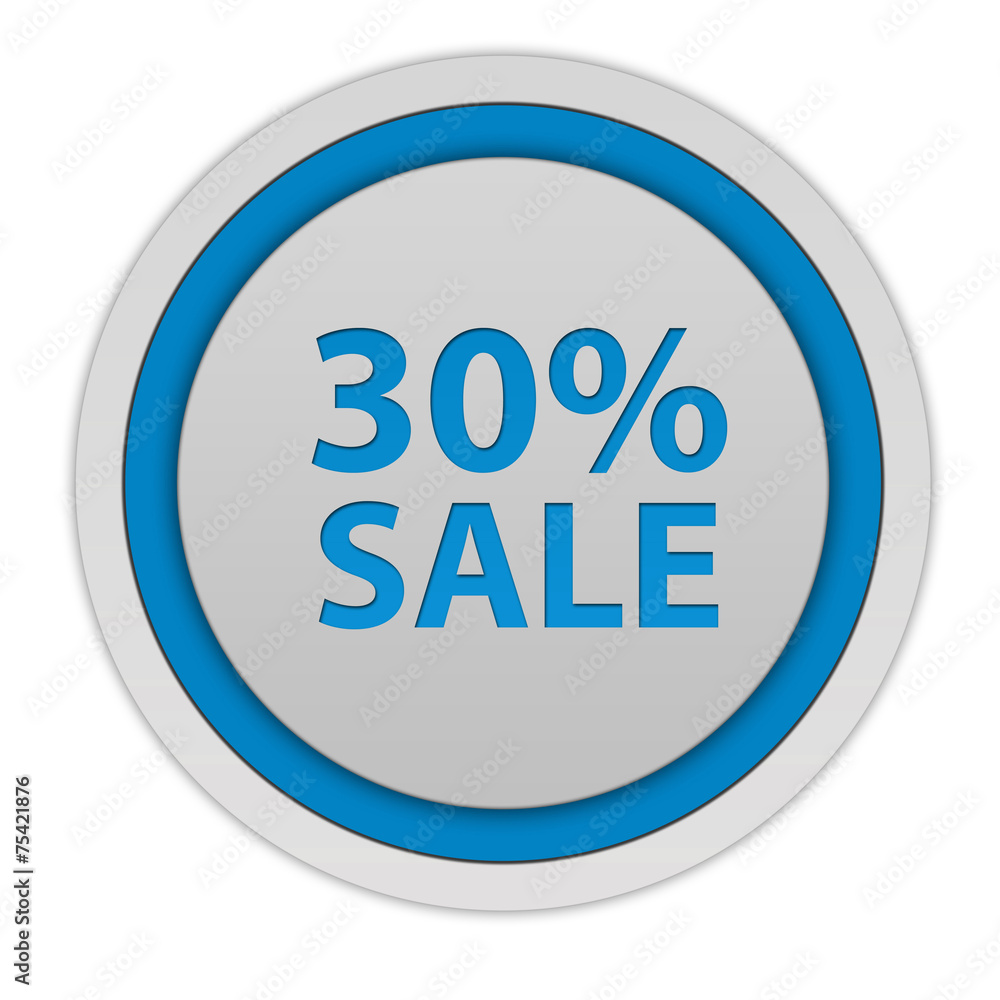 Sale thirty percent circular icon on white background Sale thirty percent circular icon on white background