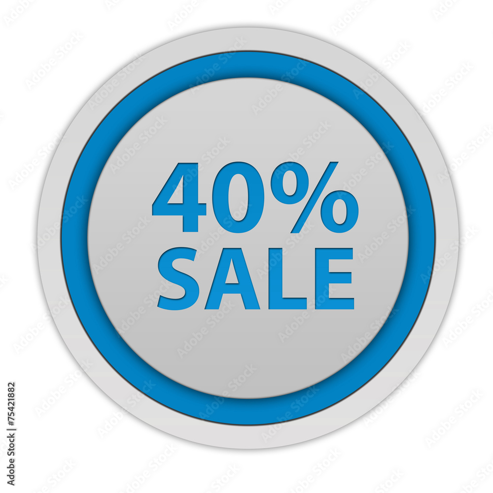 Sale forty percent circular icon on white background Sale forty percent circular icon on white background