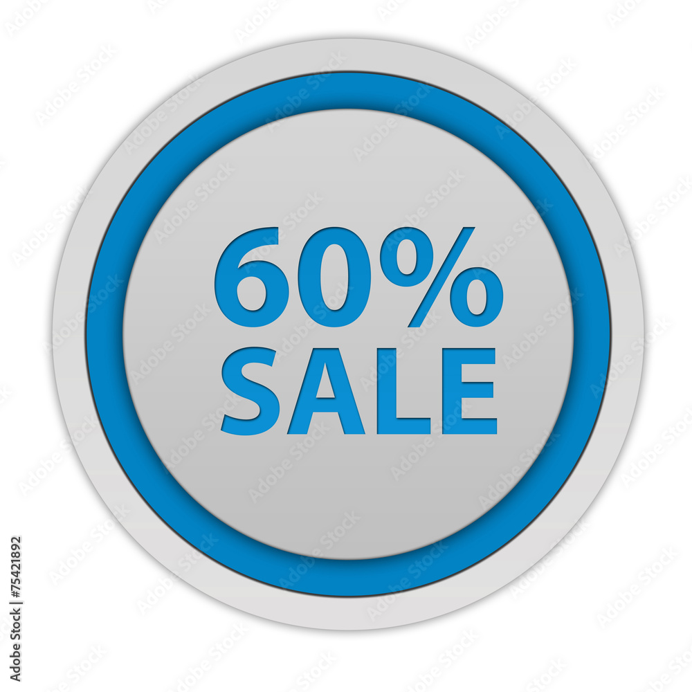 Sale sixty percent circular icon on white background Sale sixty percent circular icon on white background