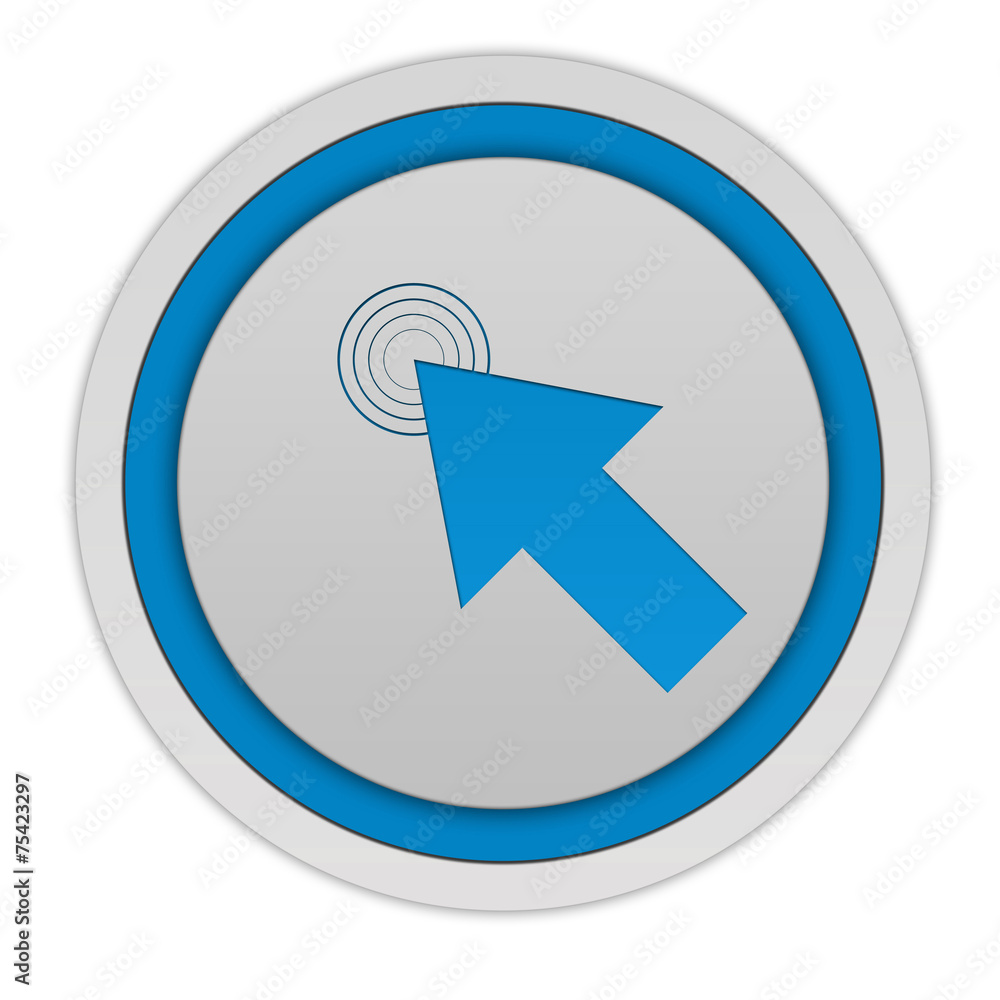 Click here circular icon on white background Click here circular icon on white background