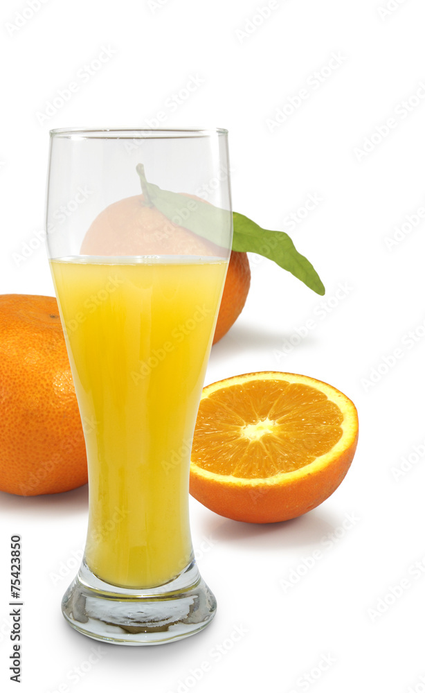 Isolated image of juice and tangerine
