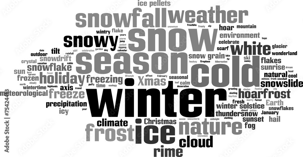 Winter word cloud concept. Vector illustration Winter word cloud concept. Vector illustration