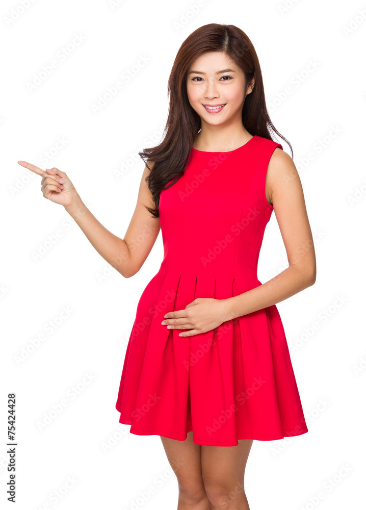 Asian Woman with finger point up Asian Woman with finger point up