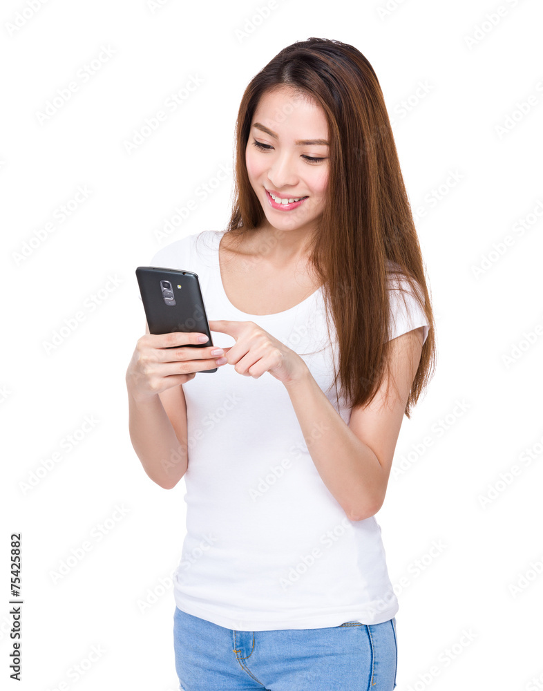 Woman use of mobile phone for text message Woman use of mobile phone for text message